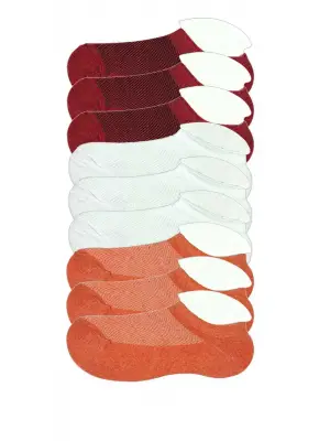 Omarı Çocuk Sneaker Patik Çorap Seti Bordo Beyaz Turuncu