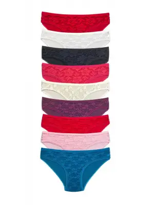 Omarı Şeffaf Dantel Detaylı Kadın Slip Külot Seti