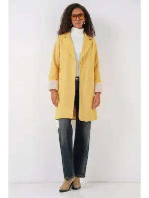 Modern Balık Sırtı Kaşe Kaban