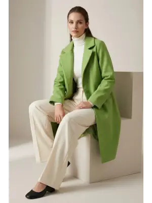 G.Yeşil Kaşe Kaban Kadın Giyim