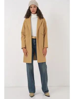 Hardal Kaşe Kaban Kadın Giyim