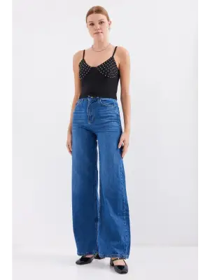 918 İp Askılı Crop Top - Siyah