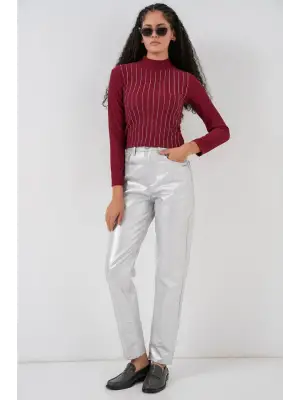 922 Taşlı Body - Bordo