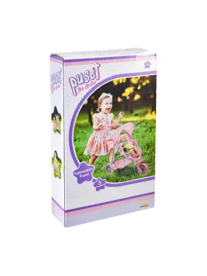 Omarı Çilek Desenli 3 Tekerlekli Oyuncak Puset