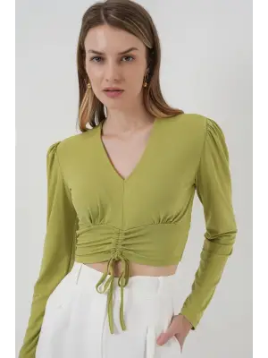 936 Sandy Crop Bluz - E.Yeşil