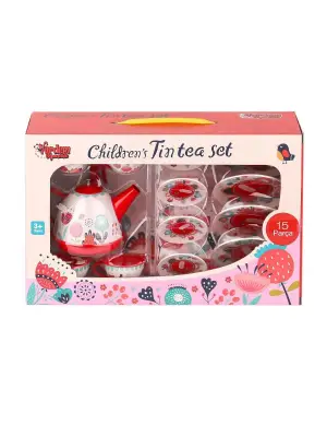 998A-998B Çiçek Desenli Metal Çay Seti 15 Parça -Vardem Oyuncak