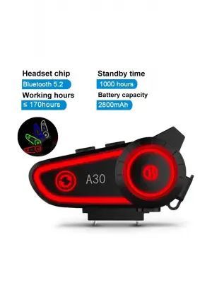 A30 Motosiklet Kask Kulaklık Intercom Işıklı 2 Eşleşme Özellikli