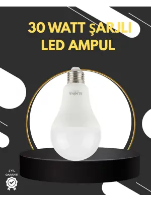 Acil Durumlar İçin Şarjlı Led Ampul 6400k Soğuk Beyaz 30 Watt
