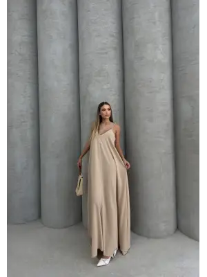 Aerobin uzun elbise bej pt