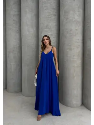 Aerobin uzun elbise saks mavisi pt