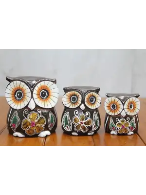 Ahşap 3lü Baykuş Seti Model 1