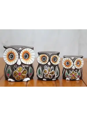 Ahşap 3lü Baykuş Seti Polos:1