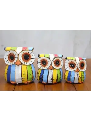 Ahşap 3lü Baykuş Seti Polos:4