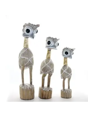 Ahşap 3lü Emu Kuşu Seti