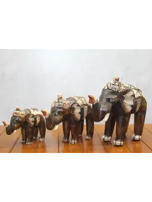 Ahşap 3lü Fil Seti