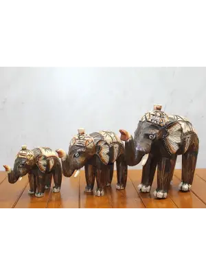 Ahşap 3lü Fil Seti