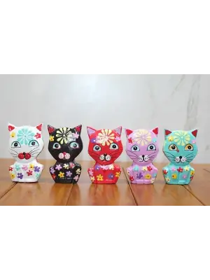 Ahşap 5li Kedi Seti Polos:5