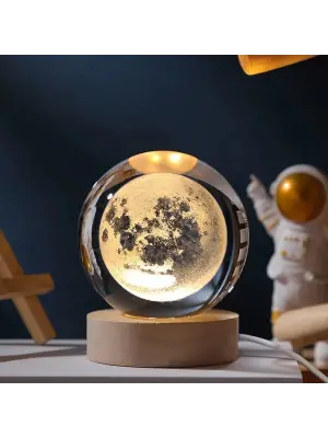 Ahşap Altlıklı Dolunay Cam Küre