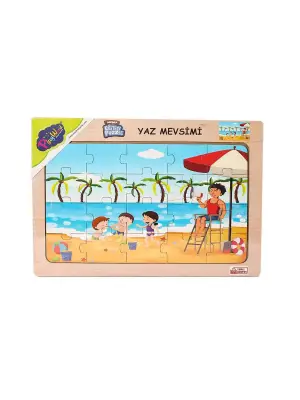Omarı Doğa Temalı Ahşap Eğitici Puzzle - Yaz Mevsimi