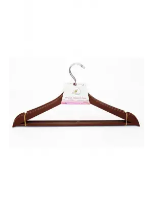 Omarı Şık ve Dayanıklı Ahşap Desenli Elbise Askısı Seti