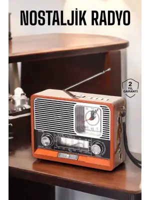 Ahşap Görünümlü Retro Bluetooth Radyo Usb,aux Ve Sd Kart Girişli