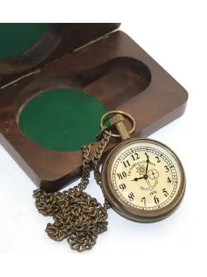 Ahşap Kutulu Pirinç Köstekli Saat Model 6