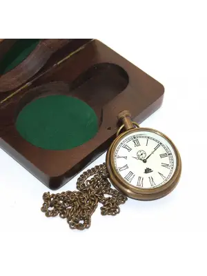 Ahşap Kutulu Pirinç Köstekli Saat Model 7