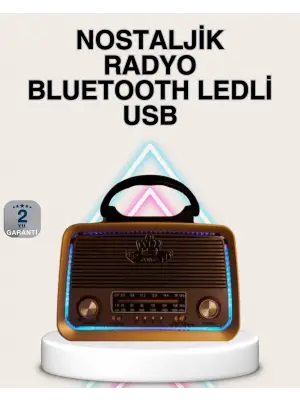 Ahşap Nostaljik Radyo Bluetooth Usb Sd Kart Destekli