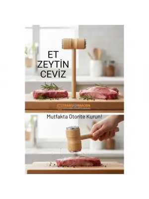 Ahşap Saplı Profesyonel Et Dövücü, Zeytin ve Ceviz Kırıcı Çekiç