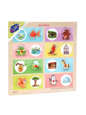 Omarı Ahşap Tutmalı Eşleştirme Oyunu - Hangi Hayvan Nerede Yaşar?