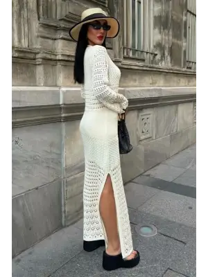 Omarı İspanyol Kol Detaylı Zarif Elbise