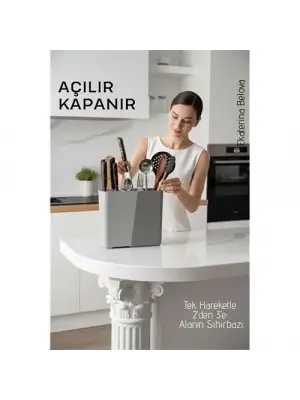 Akıllı Sürgülü Bıçaklık ve Kaşıklık Organizeri - Ayarlanabilir Tezgah Üstü Mutfak Düzenleyici