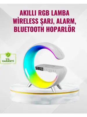 Akıllı Uyku Lambası Gündoğumu Alarmı Kablosuz Şarj Ve Müzik Çalar