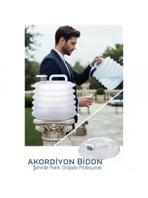 Akordiyon Bidon - Katlanabilir Lüks Su Taşıma Ünitesi | 10L Şeffaf Tasarım