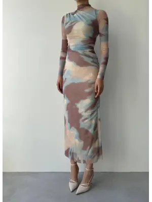 Omarı Zarif Tül Elbise Modeli