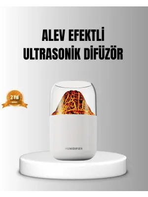 Alev Efektli Ultrasonik Uçucu Yağ Difüzörü 280ml Su Tanklı Ve Sessiz Çalışma Özellikli