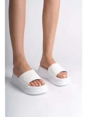 Beyaz Düz Topuklu Ayakkabı Kadın Terlik