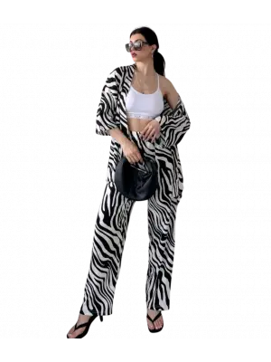 Alt Üst Takım Kimono- Zebra  Desenli