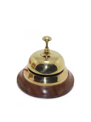 Altı Ahşap Üstü Pirinç Masa Üstü Resepsiyon Çanı