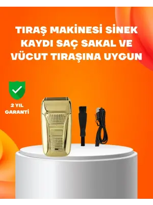 Altın Renk Kablolu Sakal Tıraş Makinesi Çelik Bıçaklı 3w Motor