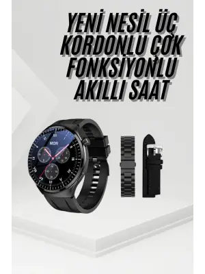 Amoled Ekran Metal Deri Silikon Kordonlu Uyku Ve Sağlık Takibi