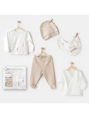 Omarı Klasik ve Rahat Beige 5li Hastane Çıkışı Seti