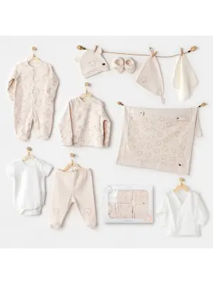 Omarı Yumuşak Dokulu 10lu Bej Hastane Çıkışı Seti