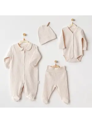 Omarı Yumuşak ve Şık Bej Renkli Hastane Çıkışı Seti