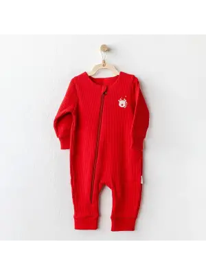 Omarı Rahat ve Şık Bebek Tulumu Kırmızı Renkli