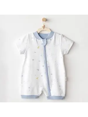 Omarı Deniz Temalı Beyaz Bebek Tulumu - Sevimli ve Rahat Tasarım