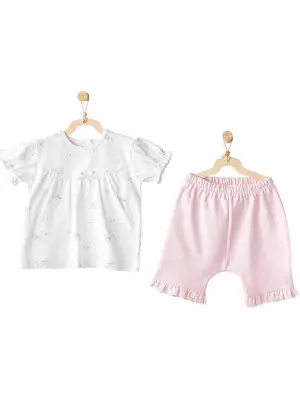 Andywawa AC25631 Cuddly Bunny Bear 2Li Bebe Takım Pink