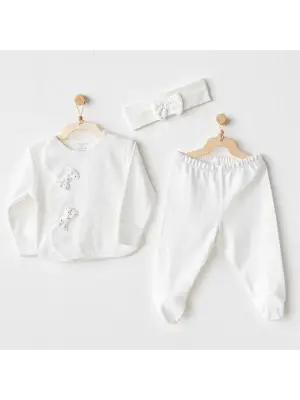 Omarı Şık Bebek Zıbın Takımı Ekru Rengi
