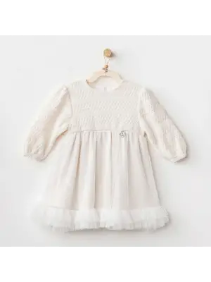 Andywawa AC26136 Wawa Exclusive Elbise Ekru