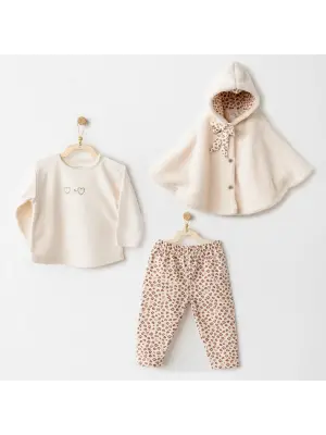 ANdywawa AC26237 Little Leopard 3lü Takım Ekru